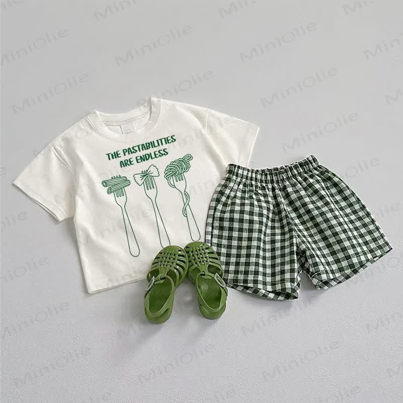 可能性は無限大！ベビーTシャツ＆ショートパンツ2点セット - ホワイト＆グリーン - 3～5歳 - image 1