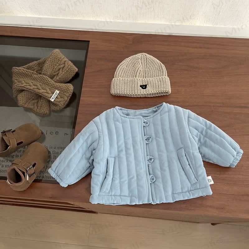 ベビー無地キルティングラウンドネックアウター - 青 - 3～5歳 - image 4