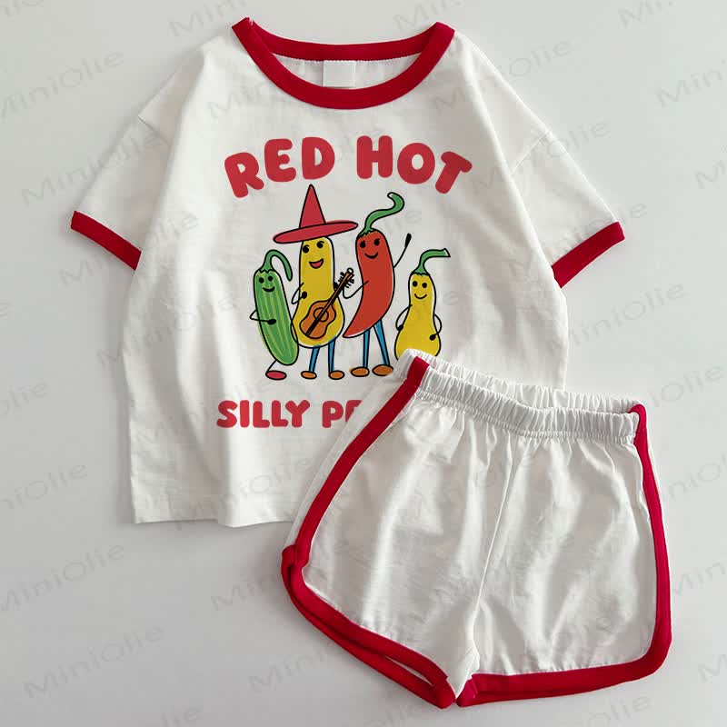 RED HOT SILLY PEPPERTシャツ＆ショートパンツ 2点セット - 白と赤 - 3～5歳 - image 1