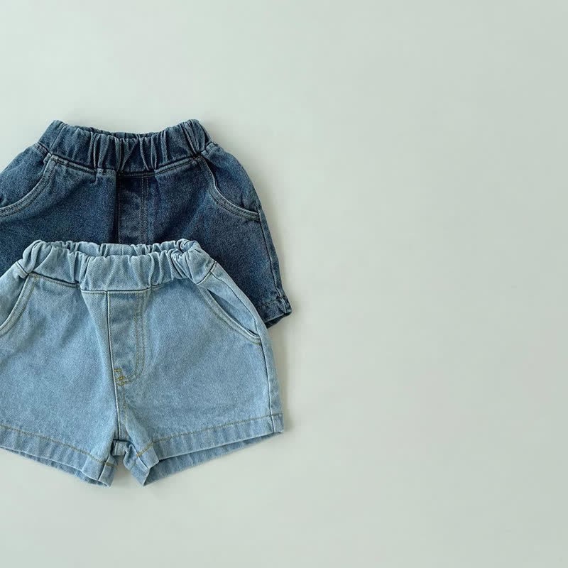 幼児用無地デニムショートパンツ - image 3