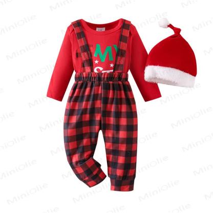 MY 1ST CHRISTMASベビー チェック柄 2ピースセット（帽子付き） - image 5