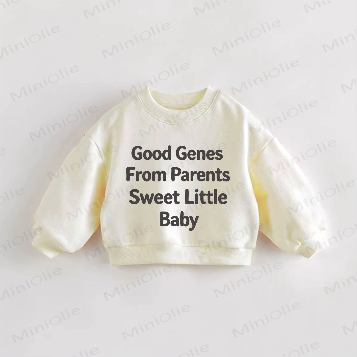 GOOD GENES FROM PARENTS SWEET LITTLE BABY幼児用スローガンスウェットシャツ - クリーム - 3～5歳 - image 1