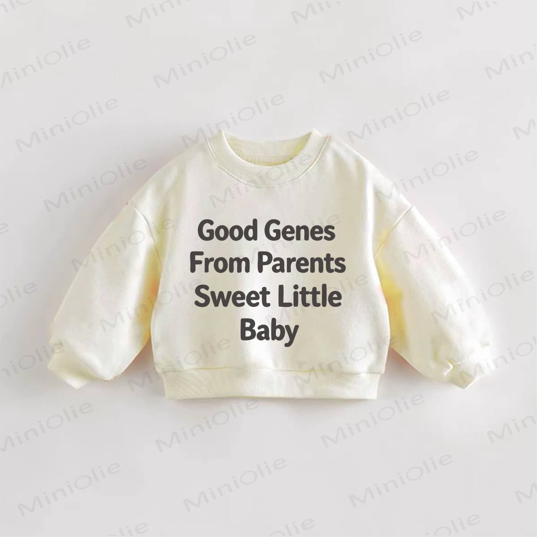 GOOD GENES FROM PARENTS SWEET LITTLE BABY幼児用スローガンスウェットシャツ - クリーム - 3～5歳 - image 1