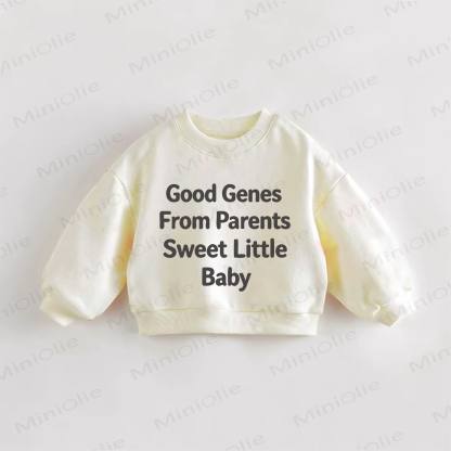GOOD GENES FROM PARENTS SWEET LITTLE BABY幼児用スローガンスウェットシャツ - クリーム - 3～5歳 - image 1
