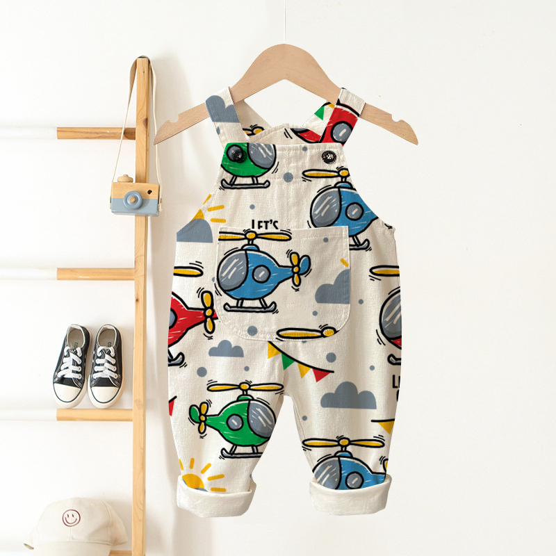 ベビー・幼児用ベージュヘリコプター柄オーバーオール - ベージュ - 3～5歳 - image 1