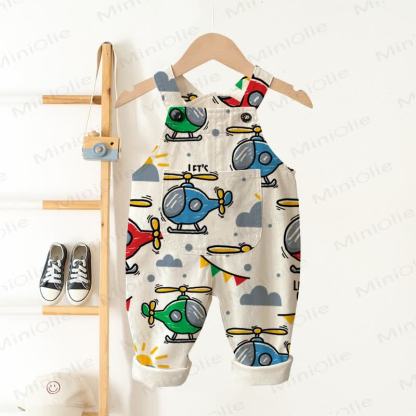 ベビー・幼児用ベージュヘリコプター柄オーバーオール - ベージュ - 3～5歳 - image 1