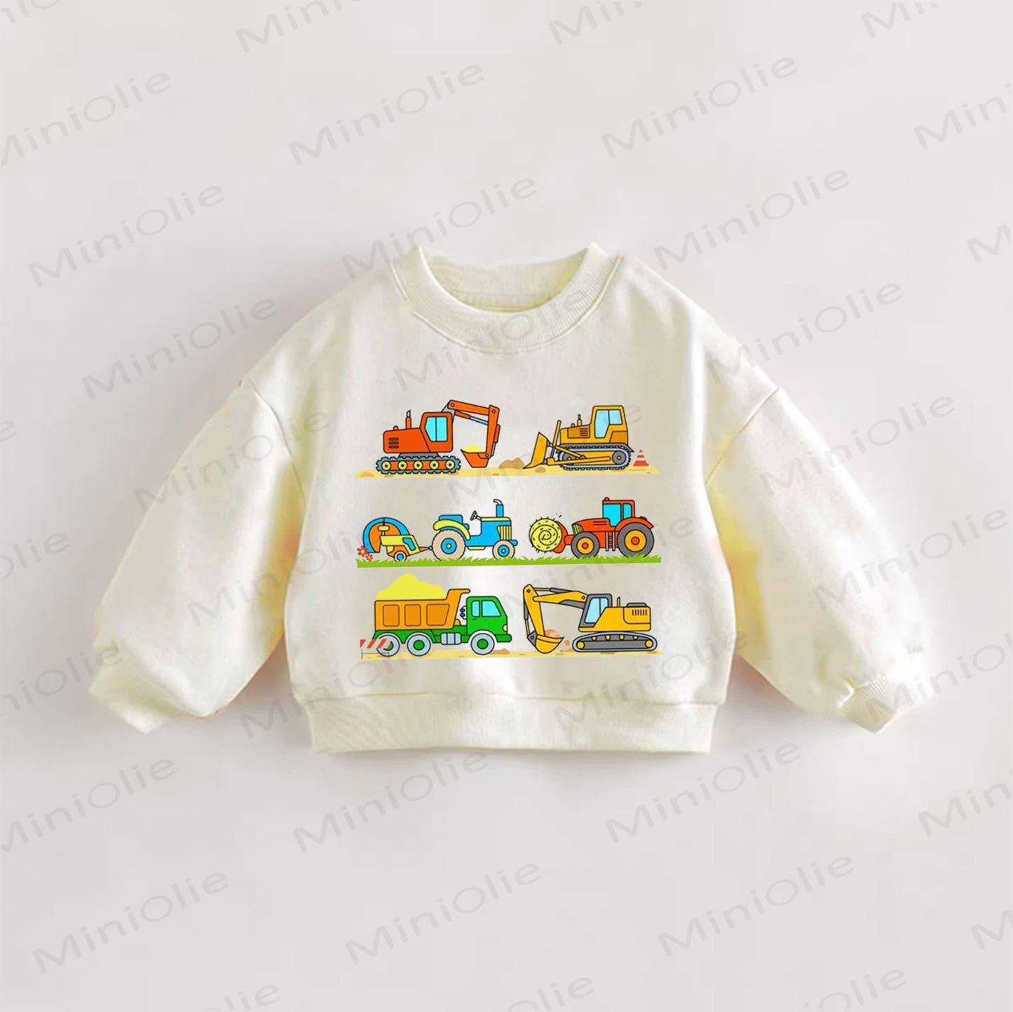 ベビー幼児用ショベルカー柄スウェットシャツ - クリーム - 3～5歳 - image 1