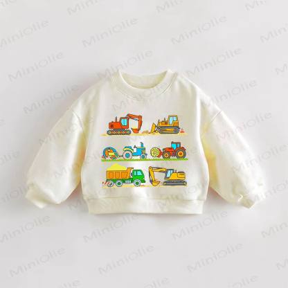 ベビー幼児用ショベルカー柄スウェットシャツ - クリーム - 3～5歳 - image 1