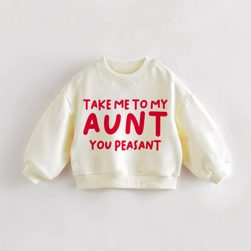 TAKE ME TO MY AUNT YOU PEASANT幼児用クリームスウェットシャツ - クリーム - 3～5歳 - image 1