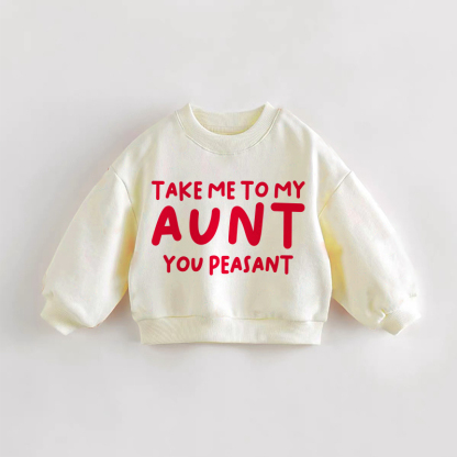 TAKE ME TO MY AUNT YOU PEASANT幼児用クリームスウェットシャツ - クリーム - 3～5歳 - image 1