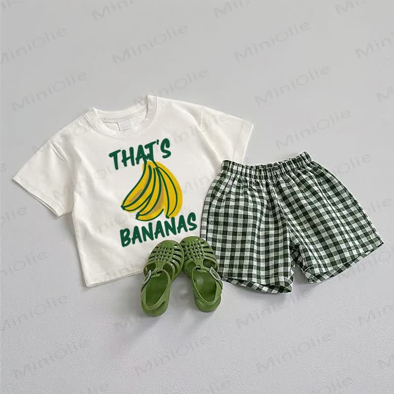 THAT'S BANANASベビーTシャツ＆ショートパンツ 2点セット - ホワイト＆グリーン - 3～5歳 - image 1