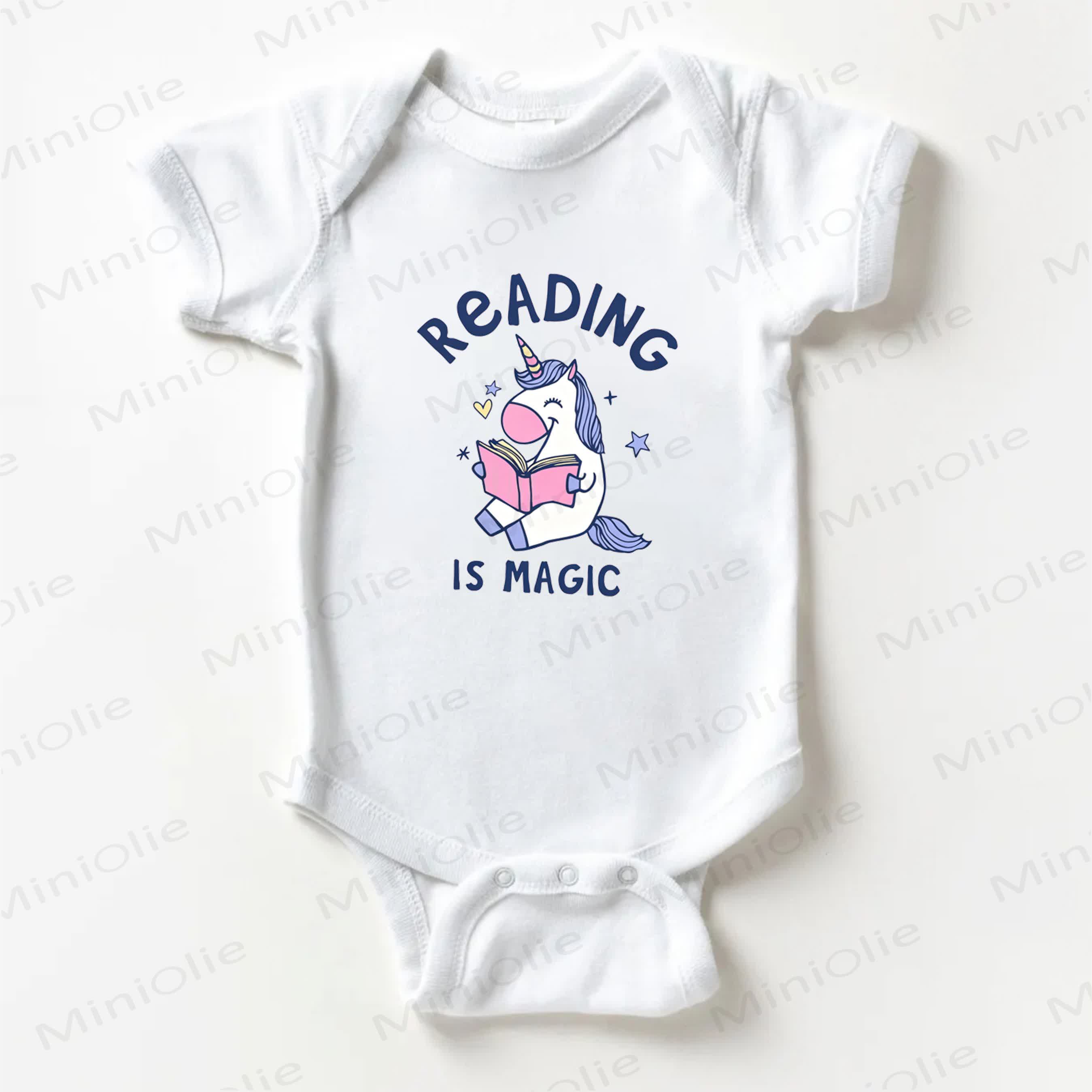 READING IS MAGICベビー用ホワイトボディスーツ - 白 - 18～24ヶ月 - image 1