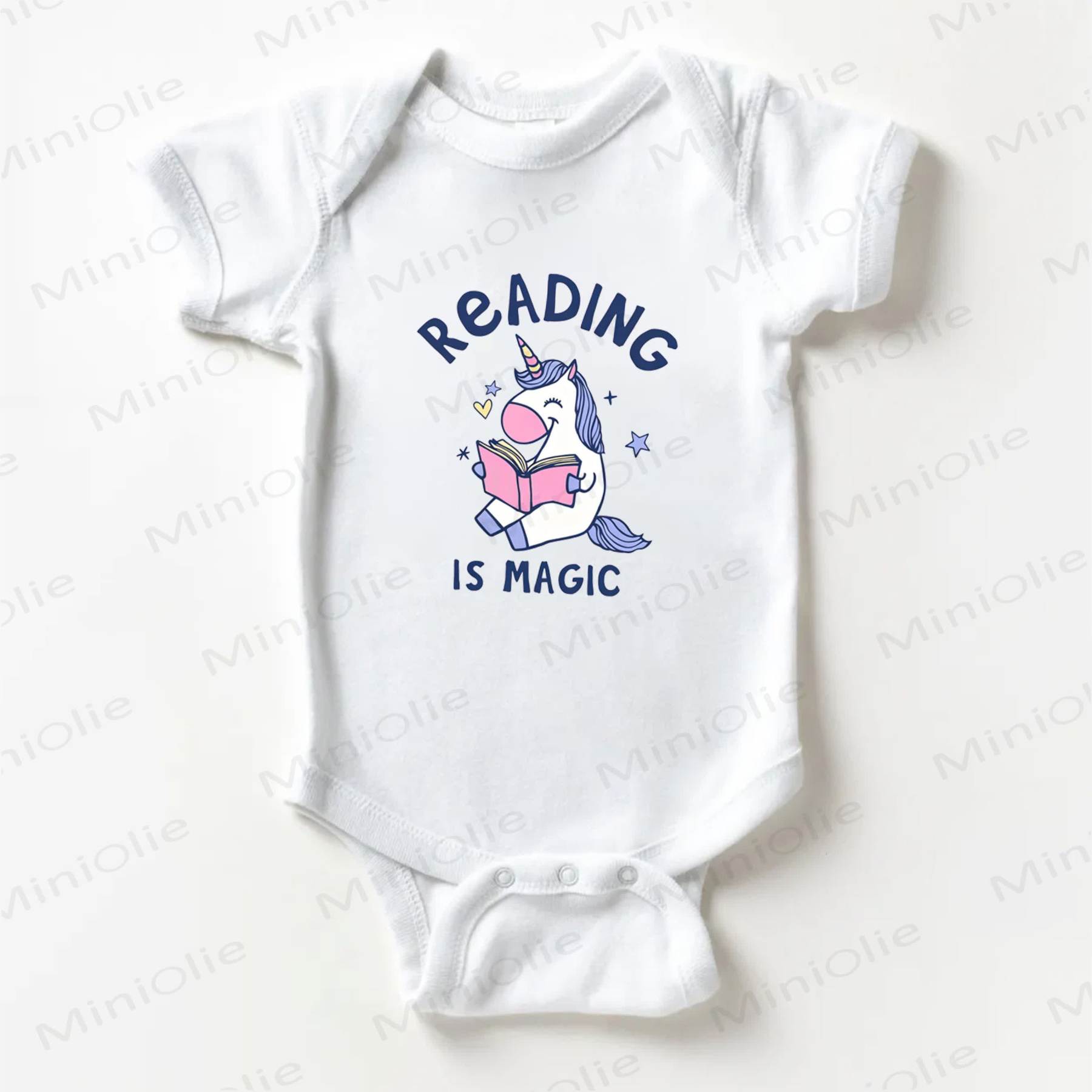 READING IS MAGICベビー用ホワイトボディスーツ - 白 - 18～24ヶ月 - image 1