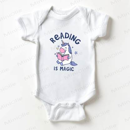 READING IS MAGICベビー用ホワイトボディスーツ - 白 - 18～24ヶ月 - image 1