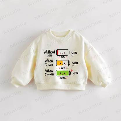 WITHOUT YOU WHEN I SEE YOU WHEN I'M WITH YOUベビー幼児用スローガン入りクリームスウェットシャツ - クリーム - 3～5歳 - image 1