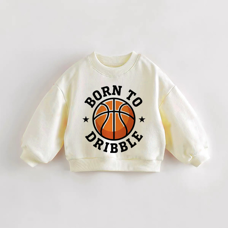 BORN TO DRIBBLEベビー幼児用バスケットボール クリームスウェットシャツ - 白 - 3～5歳 - image 1