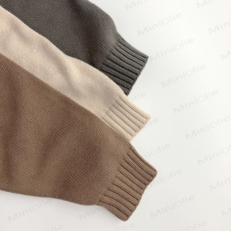 幼児用無地フード付きニットポケットセーター - image 10