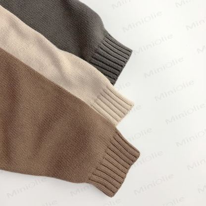 幼児用無地フード付きニットポケットセーター - image 10