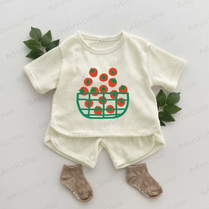 ミニトマト柄ワッフル 2枚セット - アプリコット - 2～3歳 - image 1