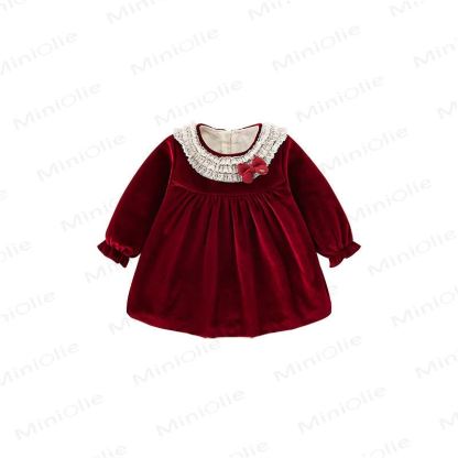 帽子付きベビー幼児女の子用レッドベルベットDress - image 4