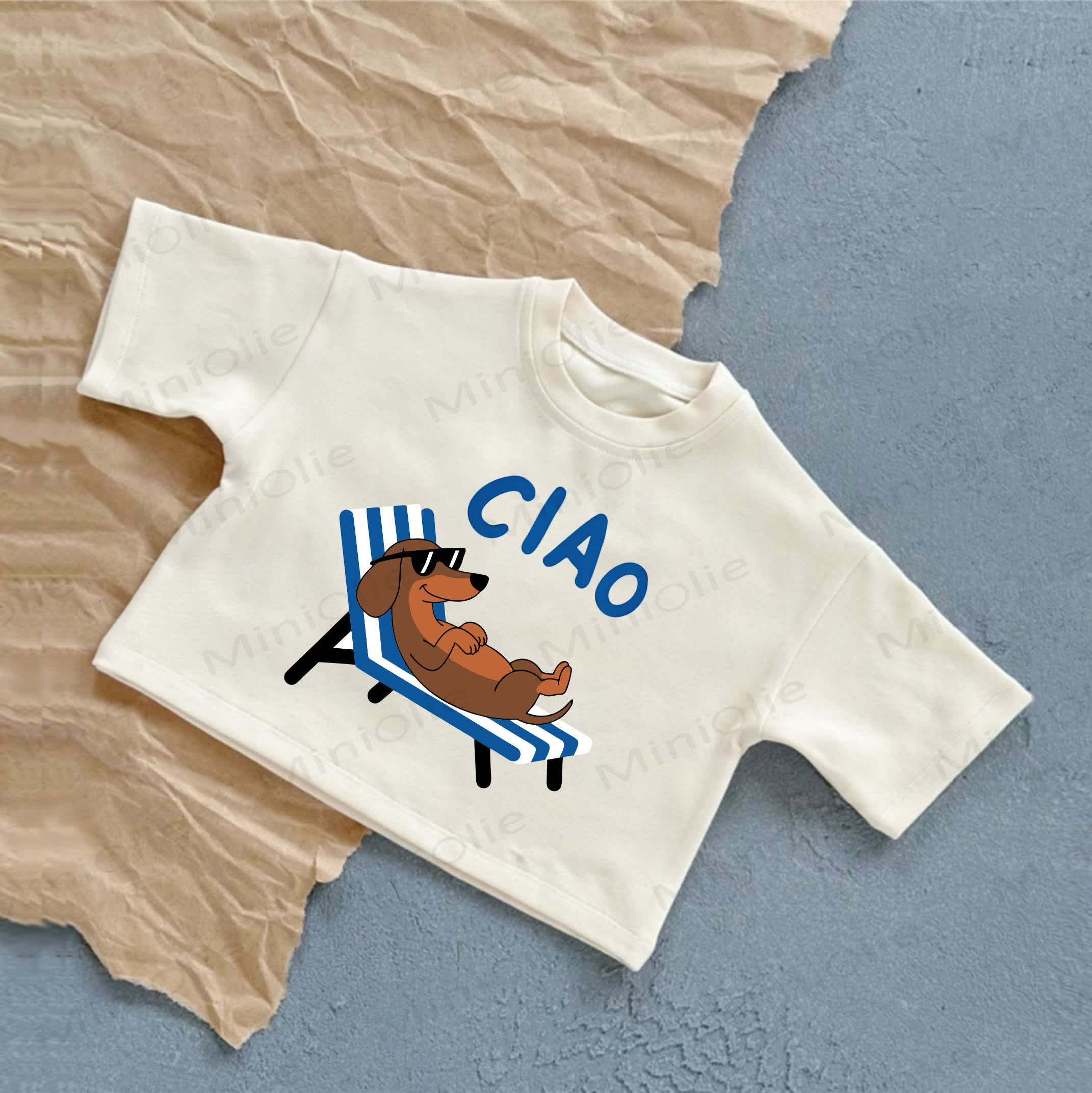 CIAOベビー犬プリント ホワイト カジュアル Tシャツ - 白 - 2～3歳 - image 1