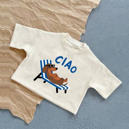 CIAOベビー犬プリント ホワイト カジュアル Tシャツ - 白 - 2～3歳 - image 1