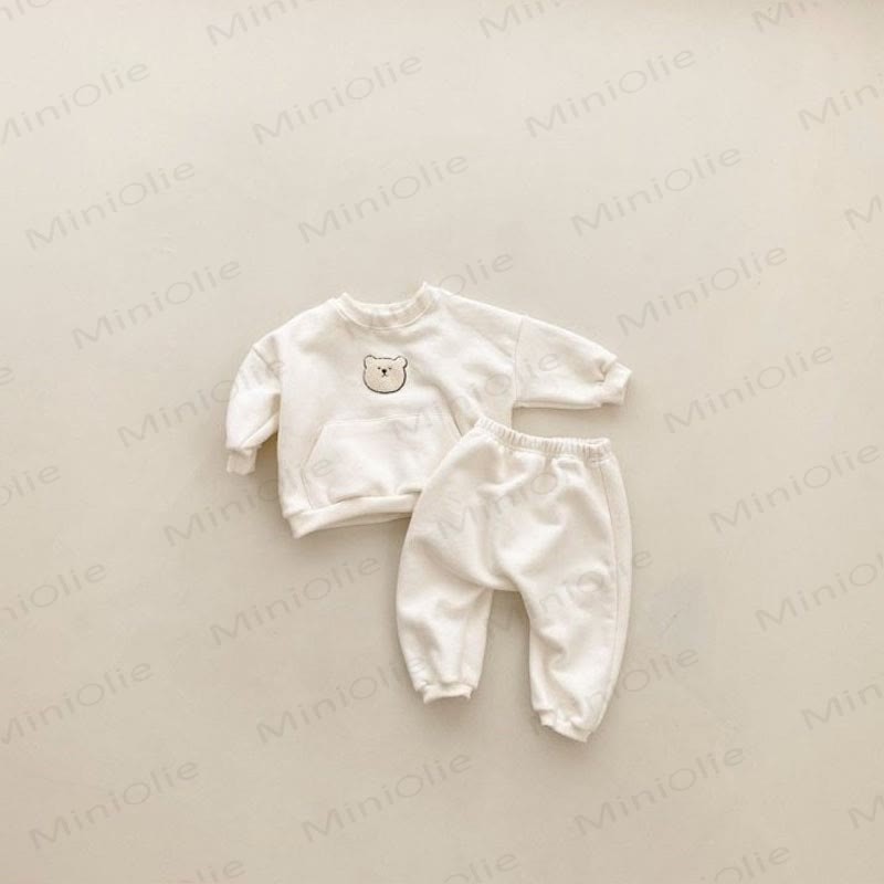 ベビー刺繍ベア2ピースロンパースセット - ホワイトベア - 2～3歳 - image 5