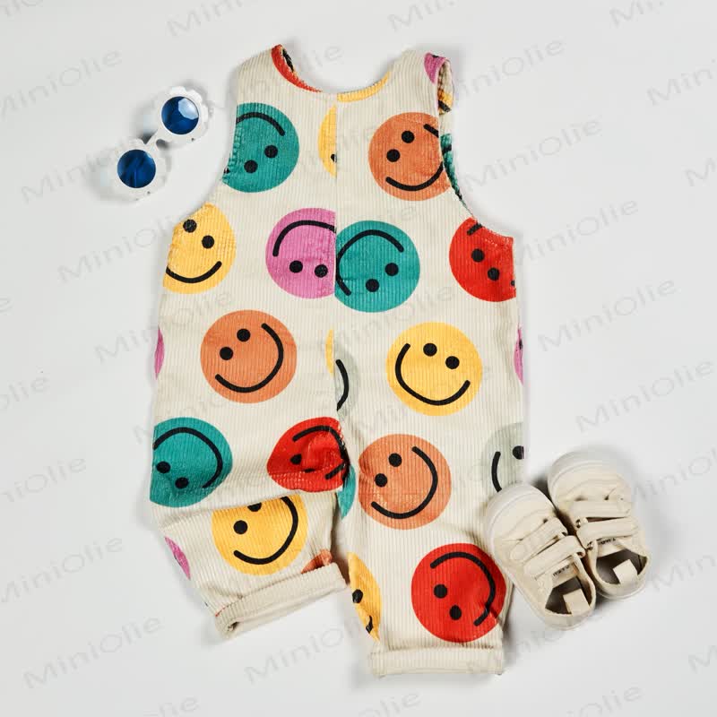 ベビー幼児用カラフルスマイリーフェイスコーデュロイオーバーオール - image 6