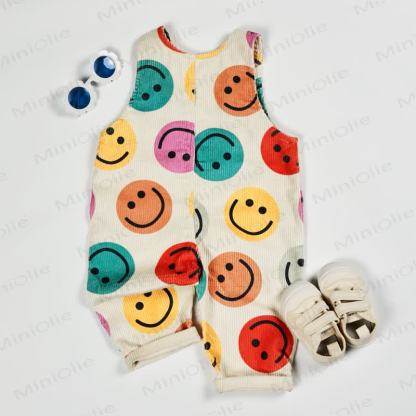 ベビー幼児用カラフルスマイリーフェイスコーデュロイオーバーオール - image 6