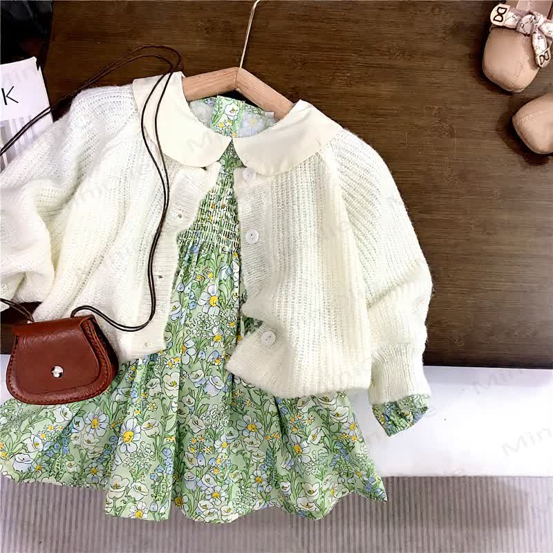 幼児用花柄Dressまたは白いセーター - image 1