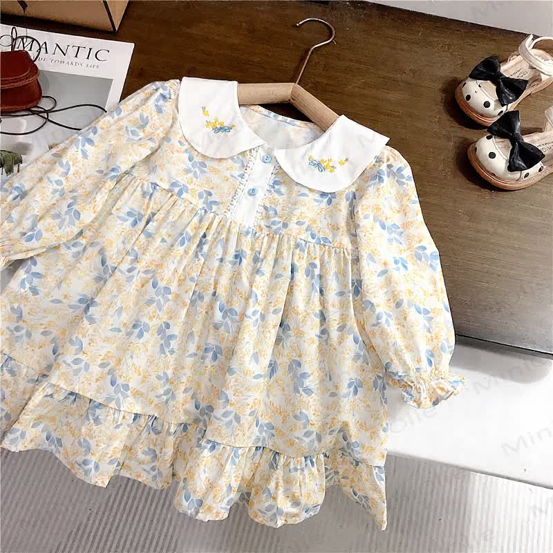 幼児用イエロー花柄Dressまたはヒトデ柄カーディガン -  黄色 - 8-9T - image 2