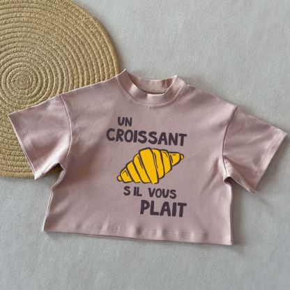UN CROISSANT S IL VOUS PLAITベビーサマーカジュアル Tシャツ - コーラルピンク - 2～3歳 - image 3