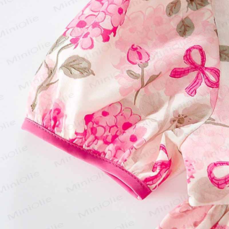 幼児用女の子向けコットン製ピンク花柄パフスリーブDress - image 10