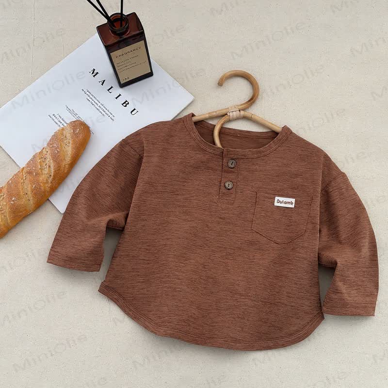 DULAMBベビー用無地長袖シャツ - 茶色 - 10-11歳 - image 5