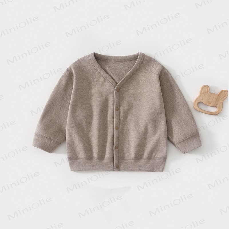 ベビー・幼児用ワッフルニット前開きスナップカーディガンコート - コーヒー - 3～4歳 - image 8