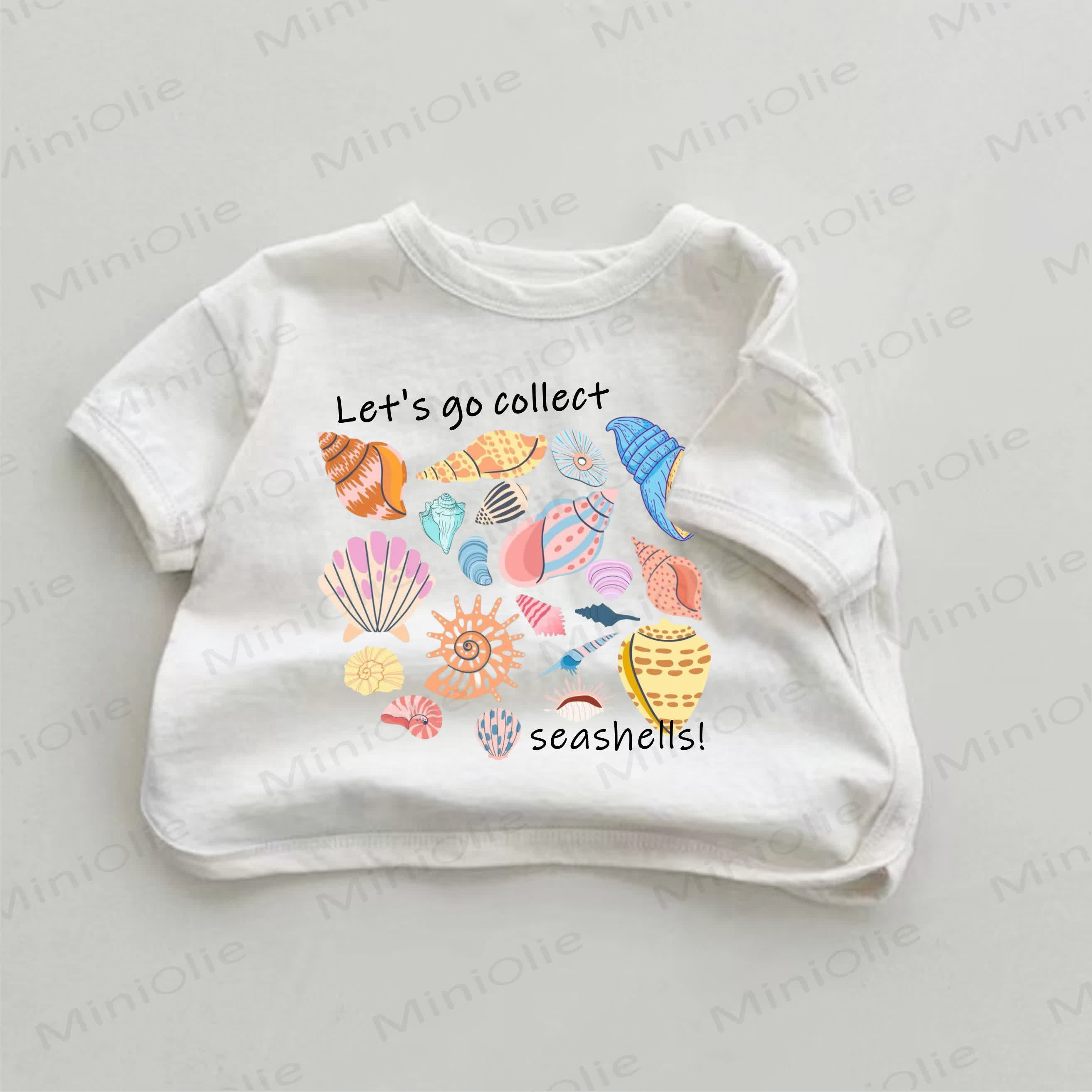LET'S GO！ベビーホワイト貝殻プリントTシャツ - 白 - 18～24ヶ月 - image 1