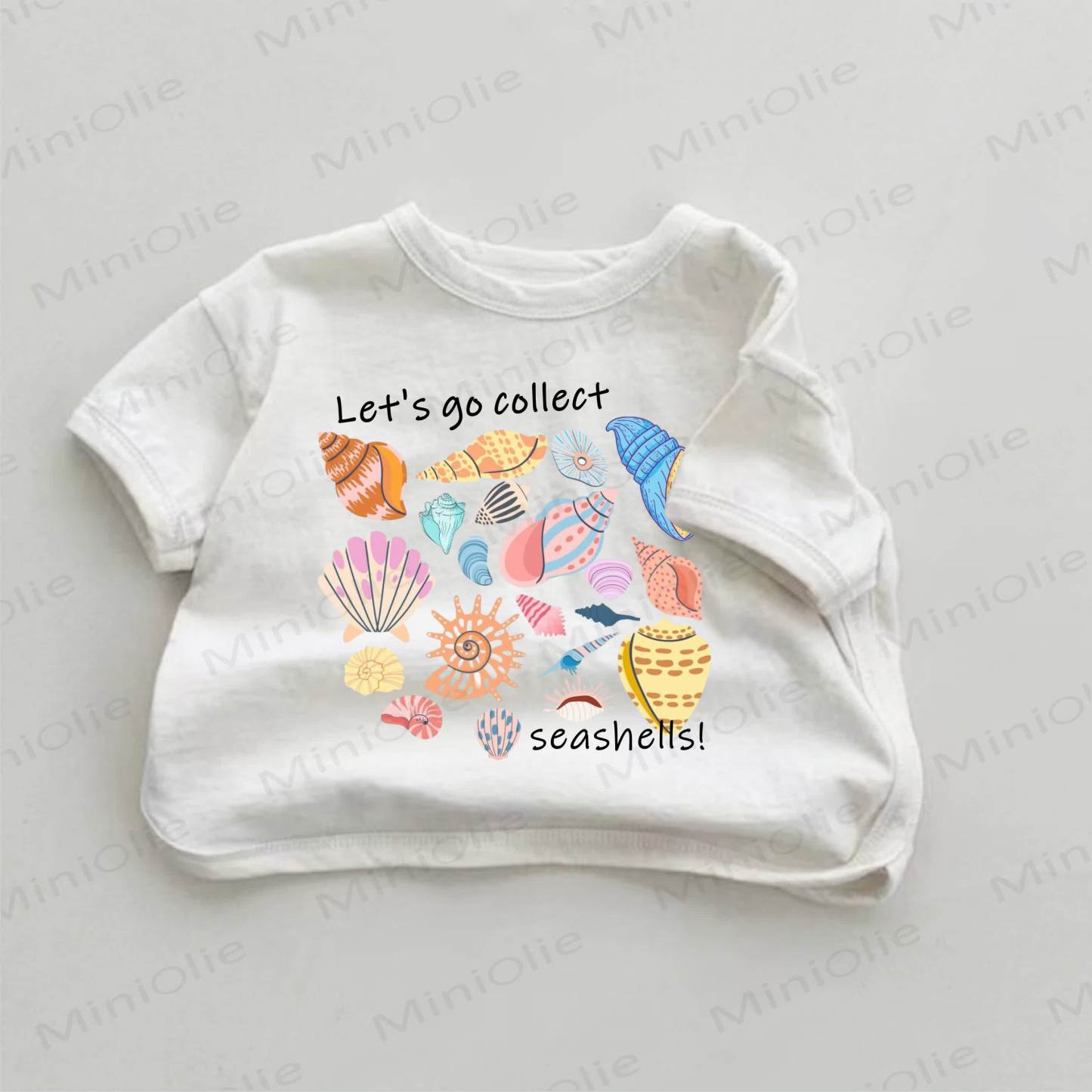 LET'S GO！ベビーホワイト貝殻プリントTシャツ - 白 - 18～24ヶ月 - image 1