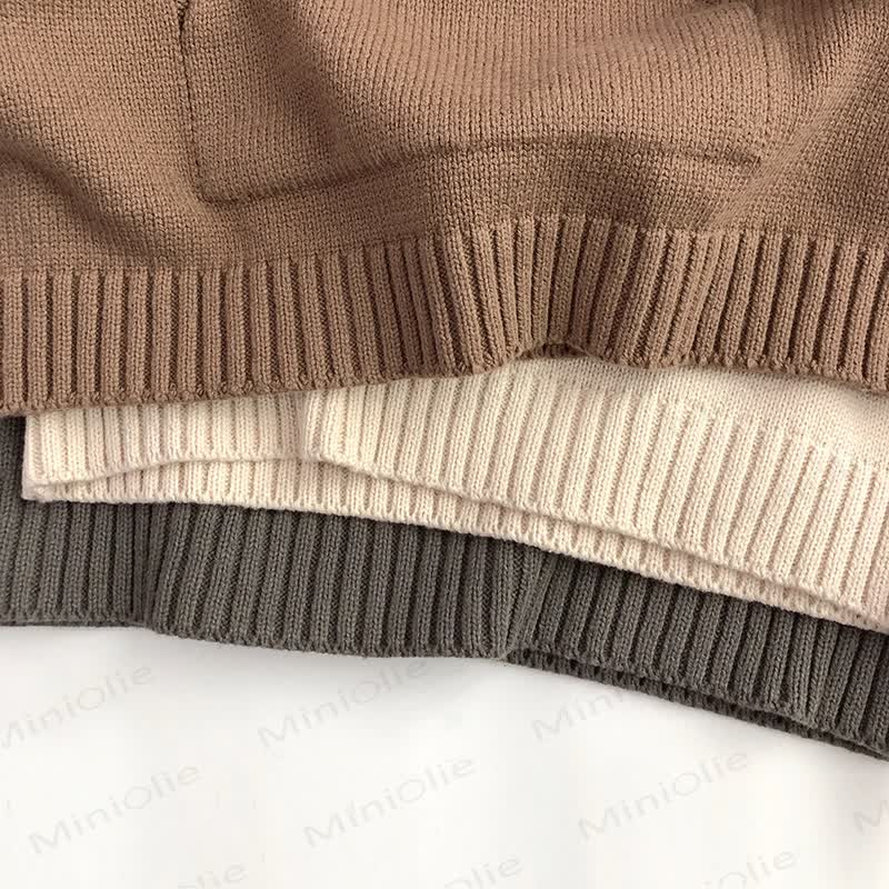 幼児用無地フード付きニットポケットセーター - image 7