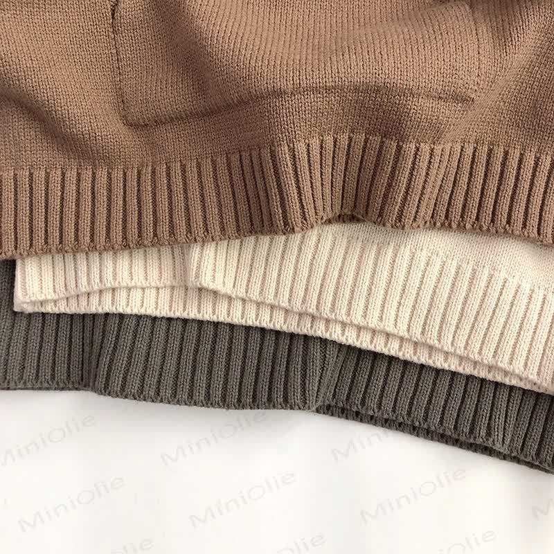 幼児用無地フード付きニットポケットセーター - image 7