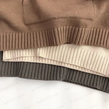 幼児用無地フード付きニットポケットセーター - image 7