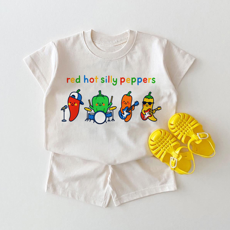 RED HOT SILLY PEPPERSホワイトTシャツ＆ショートパンツ 2点セット - 白 - 18～24ヶ月 - image 1