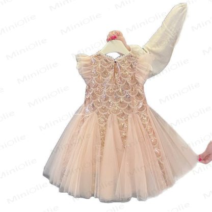 幼児用女の子用スパンコールメッシュフライングスリーブDress - image 4