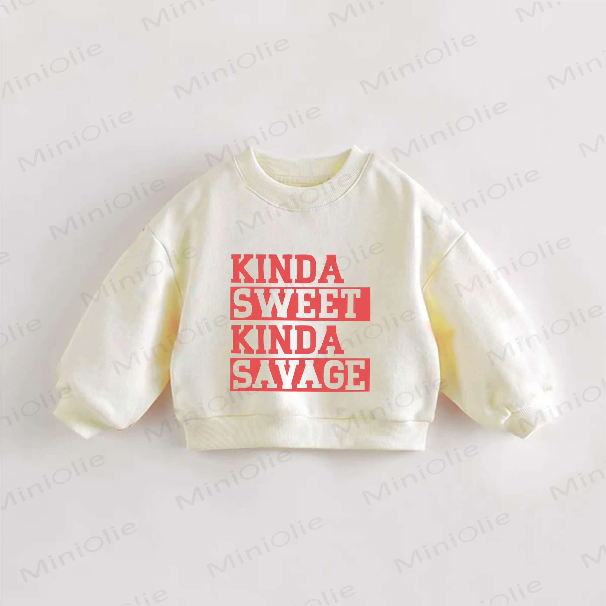 KINDA SWEET KINDA SAVAGE・幼児用スウェットシャツ - クリーム - 3～5歳 - image 1