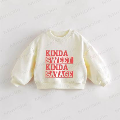 KINDA SWEET KINDA SAVAGE・幼児用スウェットシャツ - クリーム - 3～5歳 - image 1