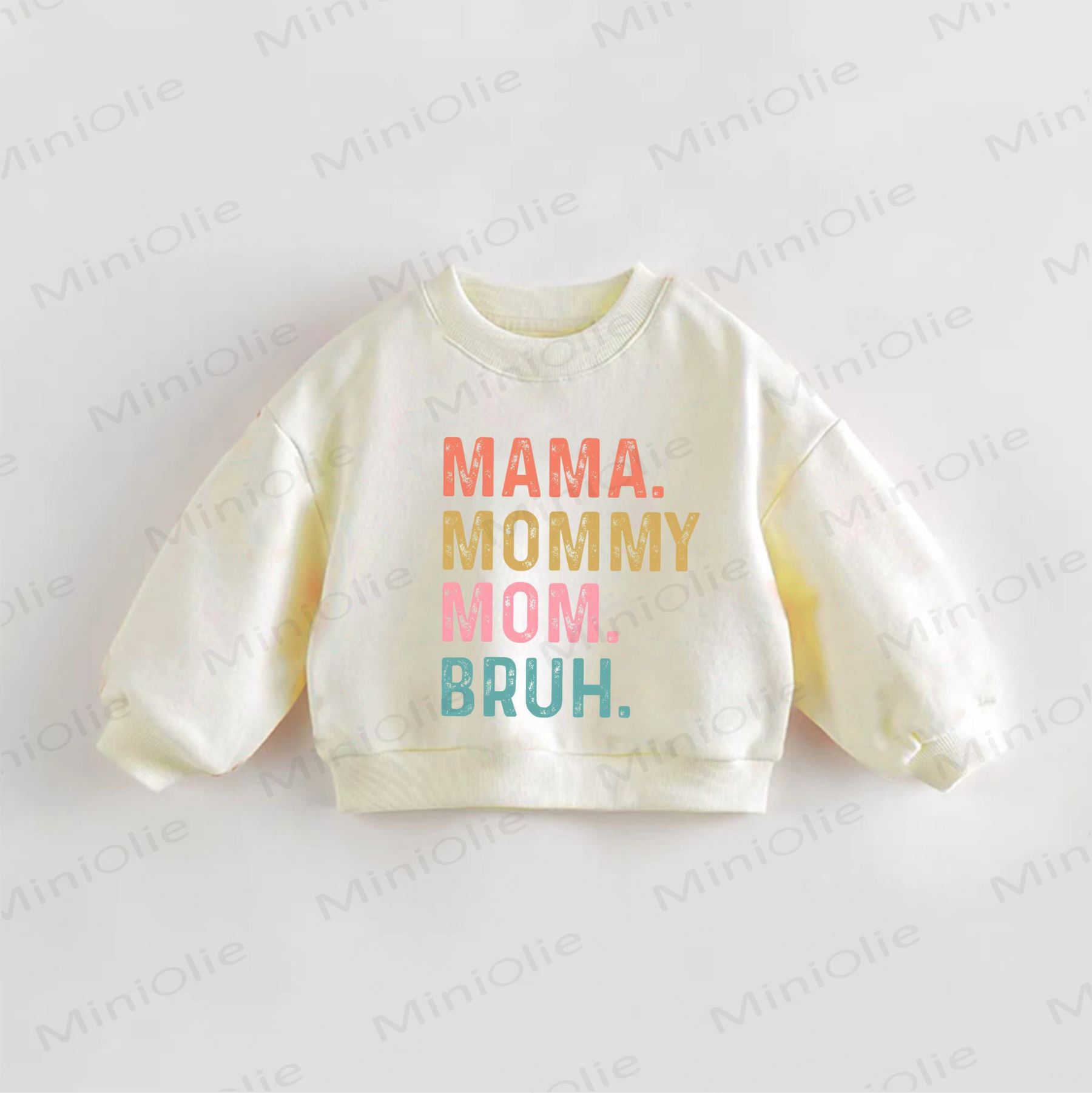 MAMA. MOMMY MOM. BRUH.幼児用スウェットシャツ - クリーム - 3～5歳 - image 1