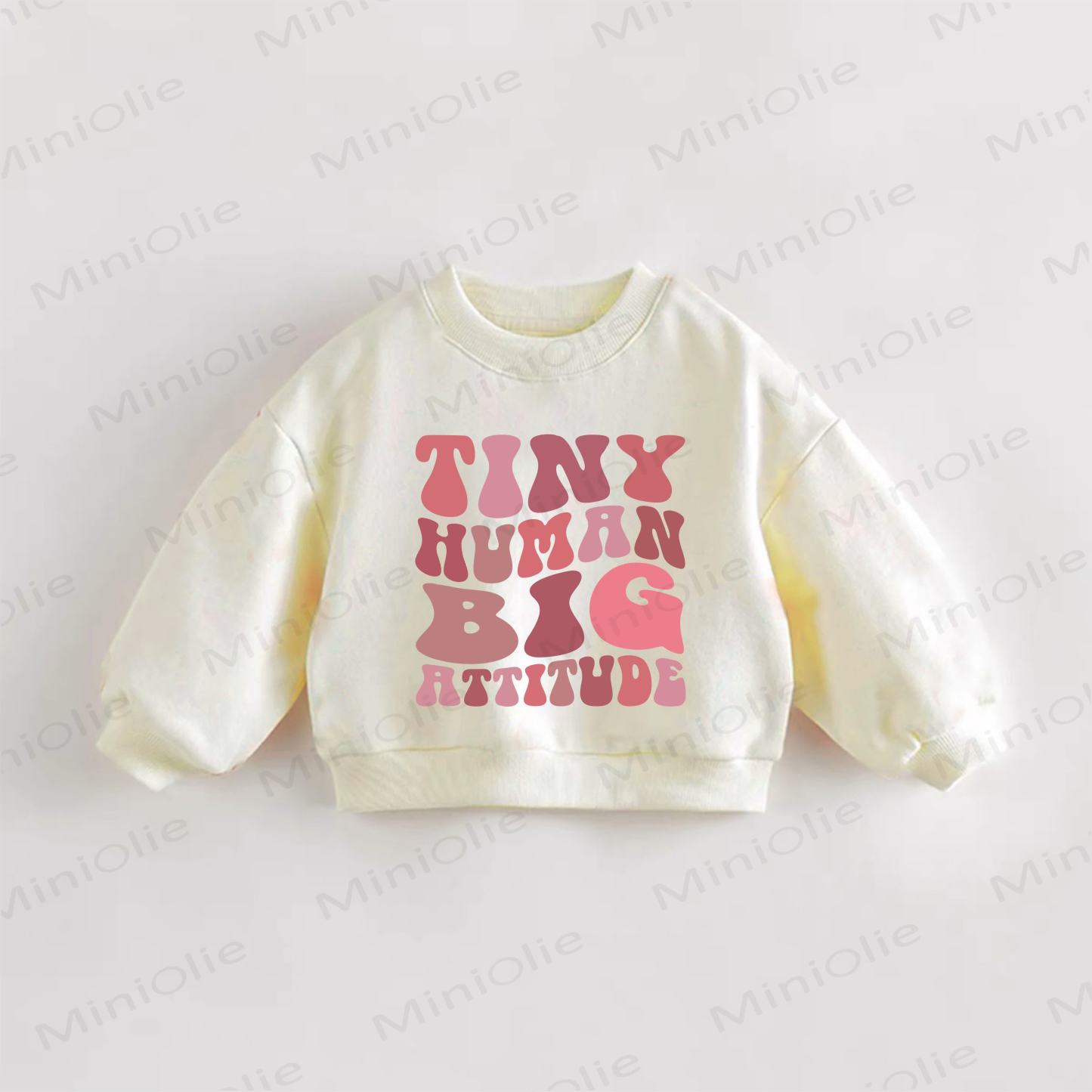 TINY HUMAN BIG ATTITUDE幼児用スローガンスウェットシャツ - クリーム - 3～5歳 - image 1
