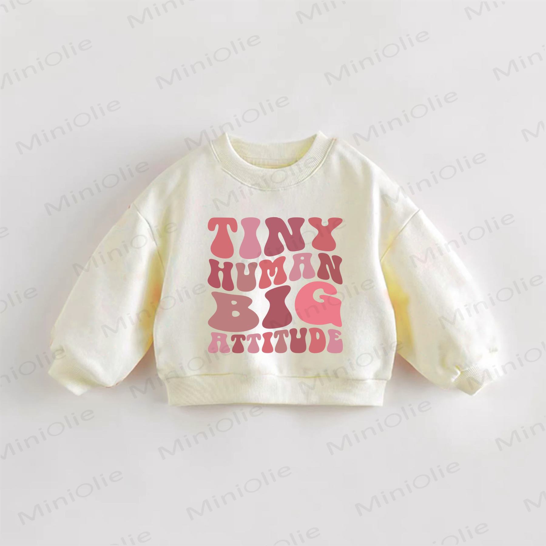 TINY HUMAN BIG ATTITUDE幼児用スローガンスウェットシャツ - クリーム - 3～5歳 - image 1