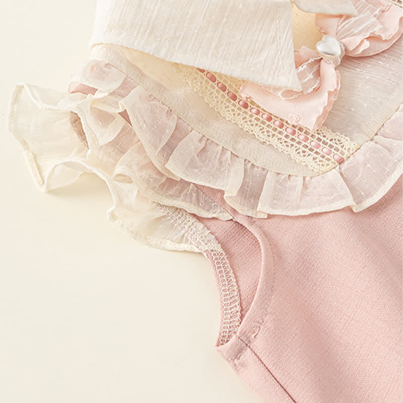 幼児用ピンクのリボン付きノースリーブエレガントドレス - image 10