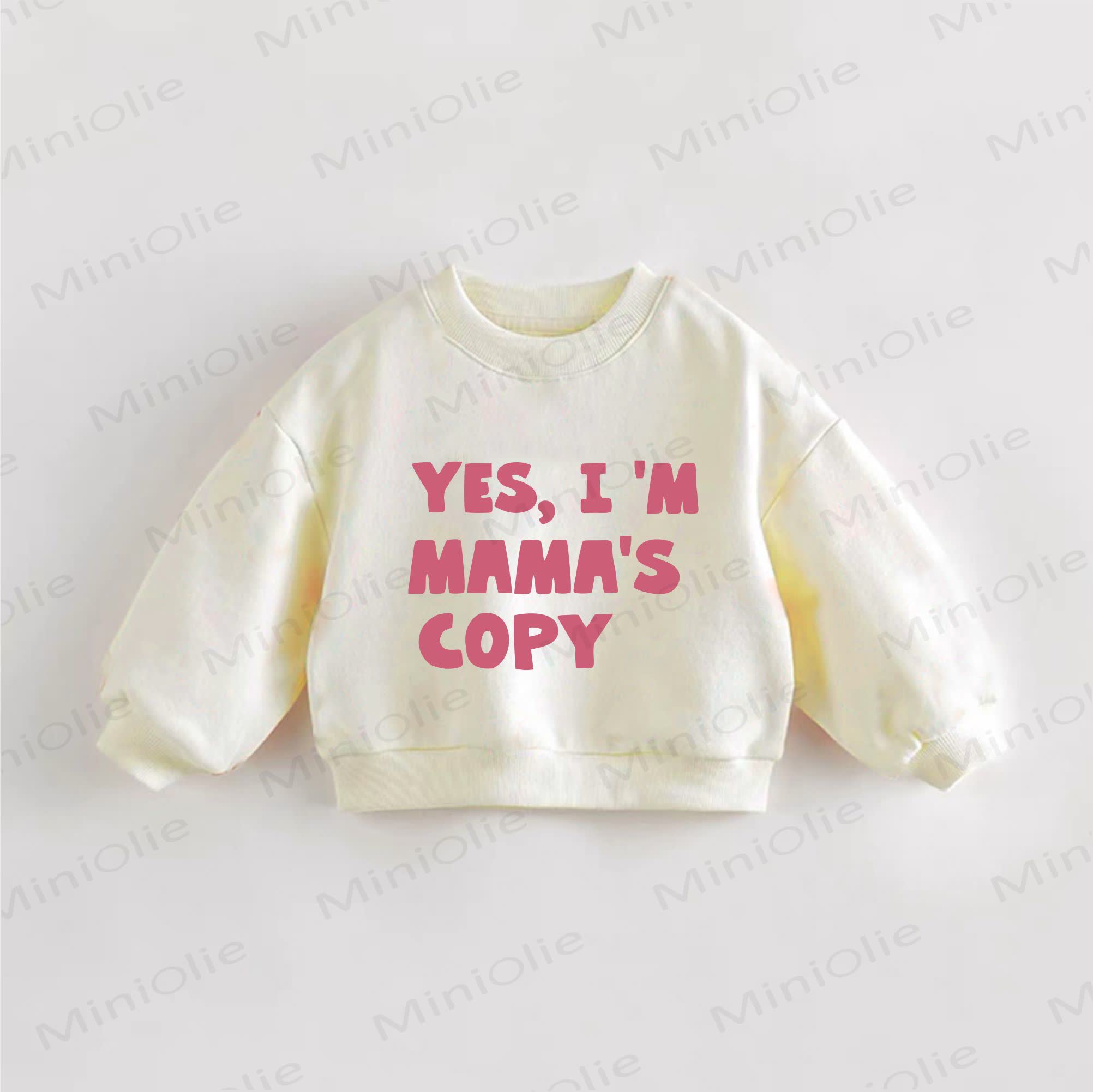 YES, I'M MAMA'S COPYベビー幼児女の子用スローガンスウェットシャツ - クリーム - 3～5歳 - image 1