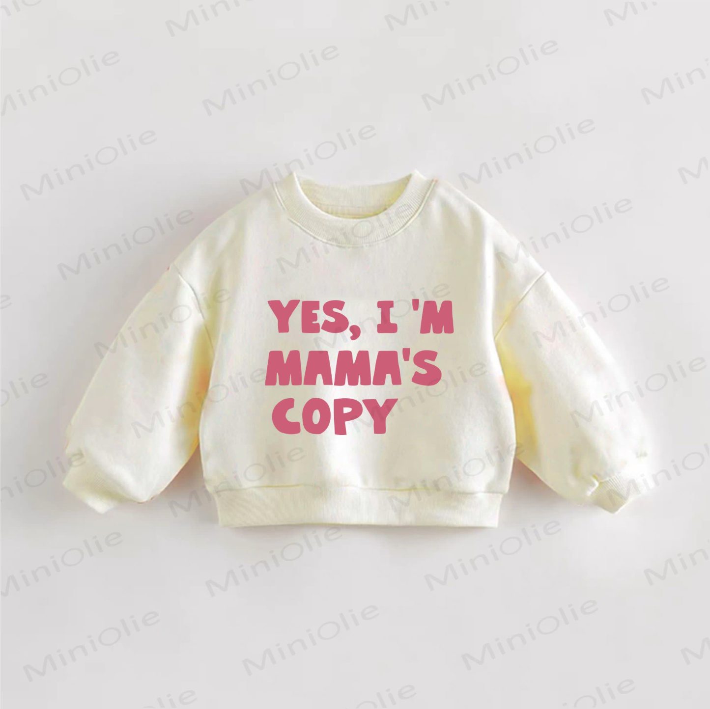 YES, I'M MAMA'S COPYベビー幼児女の子用スローガンスウェットシャツ - クリーム - 3～5歳 - image 1